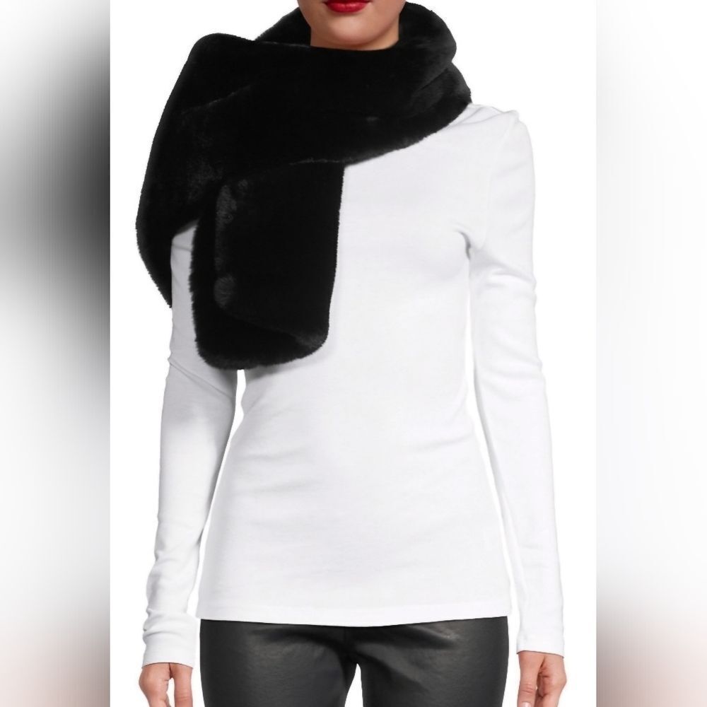 Christian Siriano Black Faux Fur Scarf - Picture 1 of 5